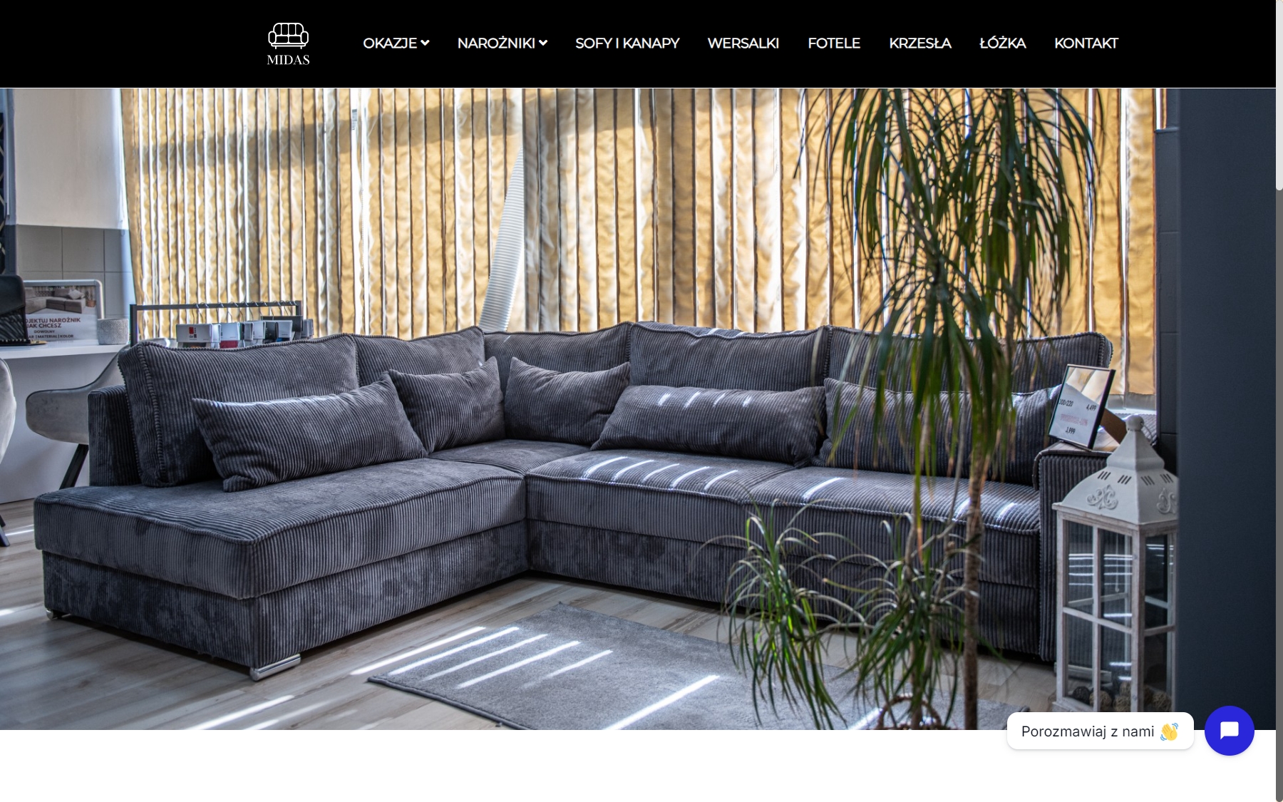 Salon meblowy - widok strony na laptopie